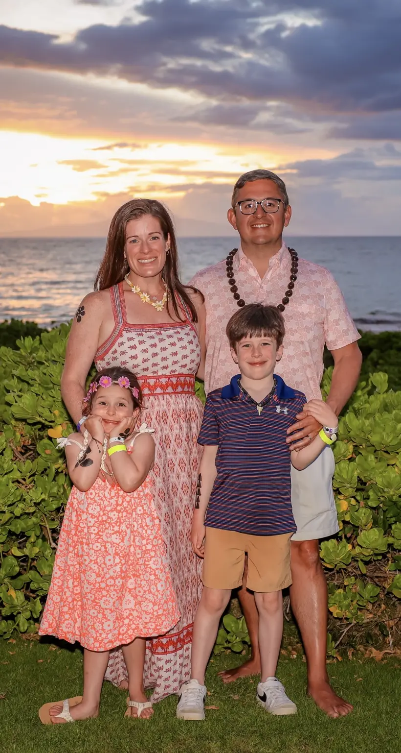 Casey Meraz with his wife Brynna and their children Sebastian and Vivienne at the Grand Wailea in Maui