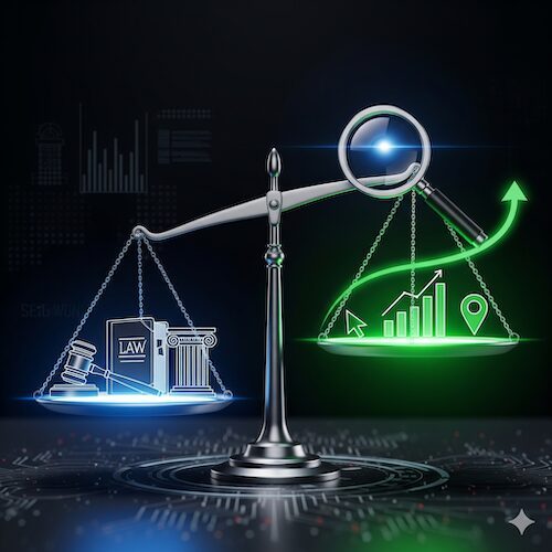 Scales of justice showing SEO Companies