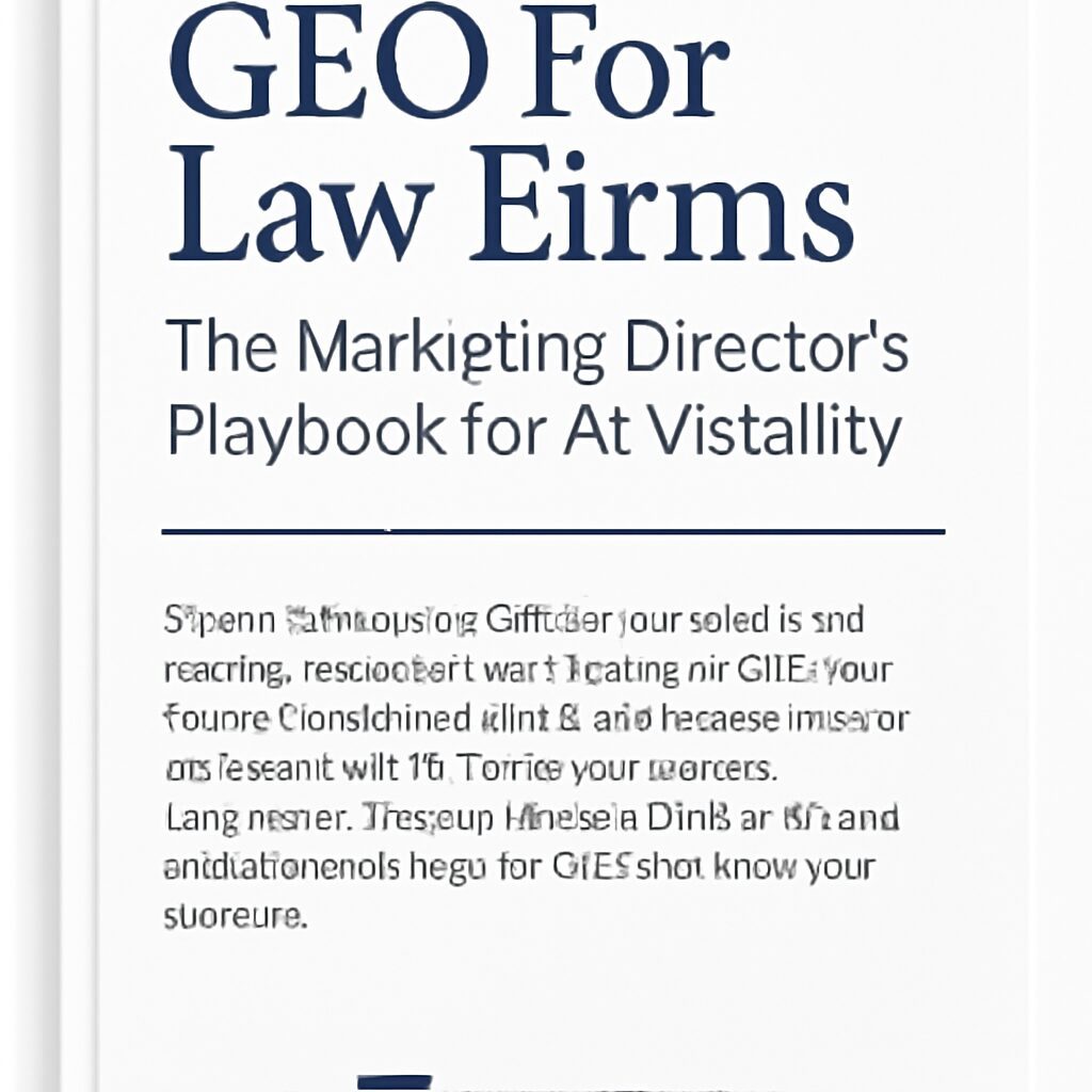 "Graphic illustrating GEO strategies for law firms to enhance AI visibility and search ranking."